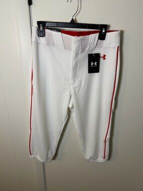 Under Armour White Baseball Pants Red Piping | NWT | Size M